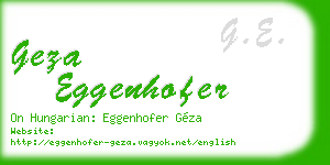 geza eggenhofer business card